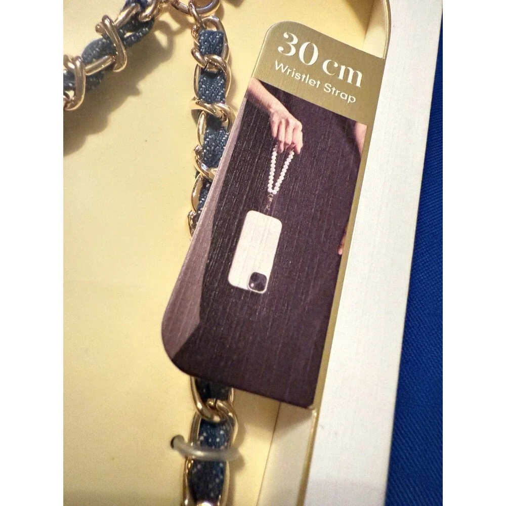 Artikl Wristlet Phone Strap Blue 11.8" Gold Compatible W/all The Smartphones - Picture 4 of 8